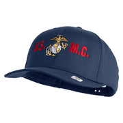 USMC Design Embroidered Solid Cotton Twill Pro Style Cap - Navy OSFM