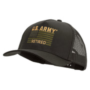 Licensed U.S. Army Retired Flag Embroidered Twill 5 panel Mesh Back Cap - Charcoal OSFM