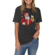 Santa Brew Graphic Design Vintage Crewneck Tee
