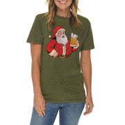 Santa Brew Graphic Design Vintage Crewneck Tee