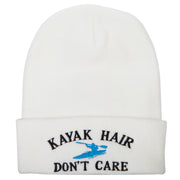 Kayak Hair Don't Care Embroidered 12 Inch Long Knitted Beanie