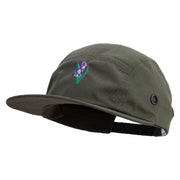 Beautiful Iris Embroidered Garment Washed Adjustable Army Cap - Olive OSFM