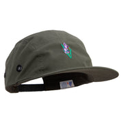 Beautiful Iris Embroidered Garment Washed Adjustable Army Cap - Olive OSFM