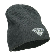 XL Size White Diamond Eco Cotton Ribbed Beanie