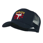 Kicking Karate Man Embroidered Trucker Cap