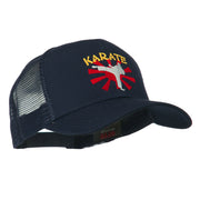 Kicking Karate Man Embroidered Trucker Cap