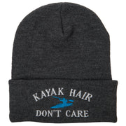 Kayak Hair Don't Care Embroidered 12 Inch Long Knitted Beanie