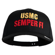 USMC Semper Fi Embroidered Solid Cotton Twill Pro Style Cap - Black OSFM