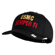 USMC Semper Fi Embroidered Solid Cotton Twill Pro Style Cap - Black OSFM