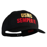 USMC Semper Fi Embroidered Solid Cotton Twill Pro Style Cap - Black OSFM