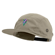 Beautiful Iris Embroidered Garment Washed Adjustable Army Cap - Khaki OSFM