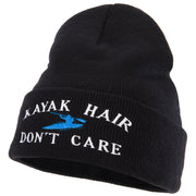 Kayak Hair Don't Care Embroidered 12 Inch Long Knitted Beanie