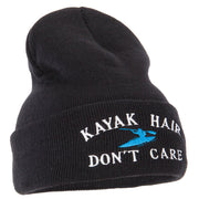 Kayak Hair Don't Care Embroidered 12 Inch Long Knitted Beanie