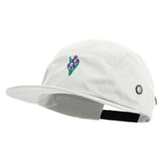 Beautiful Iris Embroidered Garment Washed Adjustable Army Cap - White OSFM