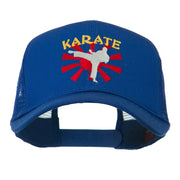 Kicking Karate Man Embroidered Trucker Cap