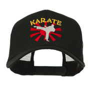 Kicking Karate Man Embroidered Trucker Cap