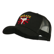 Kicking Karate Man Embroidered Trucker Cap