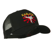 Kicking Karate Man Embroidered Trucker Cap