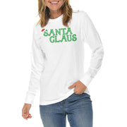 Santa With Hat Graphic Long Sleeve Crewneck Tee