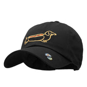 Cute Dachshund Outline Embroidered Cotton Twill Cap