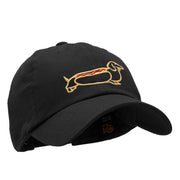 Cute Dachshund Outline Embroidered Cotton Twill Cap