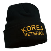 Korea Veteran Embroidered Long Knitted Beanie