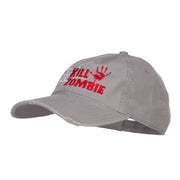 Kill Zombie Embroidered Cotton Frayed Cap