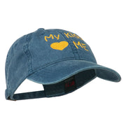 My Kids Love Me Embroidered Washed Cotton Cap