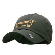 Cute Dachshund Outline Embroidered Cotton Twill Cap