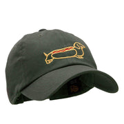 Cute Dachshund Outline Embroidered Cotton Twill Cap