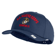 US Marine Corps Semper Fi Embroidered Solid Cotton Twill Pro Style Cap - Navy OSFM