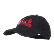 Kill Zombie Embroidered Cotton Frayed Cap