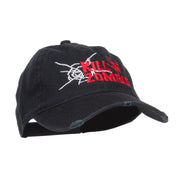 Kill Zombie Embroidered Cotton Frayed Cap