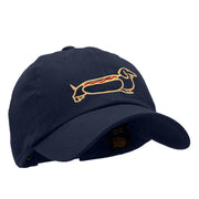 Cute Dachshund Outline Embroidered Cotton Twill Cap