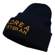 Korea Veteran Embroidered Long Knitted Beanie