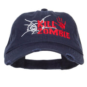 Kill Zombie Embroidered Cotton Frayed Cap