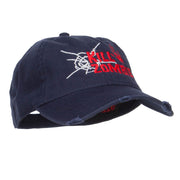 Kill Zombie Embroidered Cotton Frayed Cap