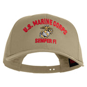 US Marine Corps Semper Fi Embroidered Solid Cotton Twill Pro Style Cap - Khaki OSFM