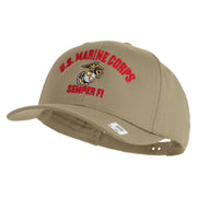 US Marine Corps Semper Fi Embroidered Solid Cotton Twill Pro Style Cap - Khaki OSFM
