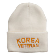 Korea Veteran Embroidered Long Knitted Beanie