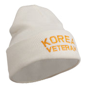 Korea Veteran Embroidered Long Knitted Beanie