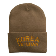 Korea Veteran Embroidered Long Knitted Beanie