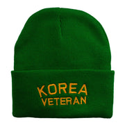 Korea Veteran Embroidered Long Knitted Beanie