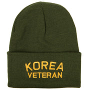 Korea Veteran Embroidered Long Knitted Beanie