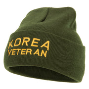 Korea Veteran Embroidered Long Knitted Beanie