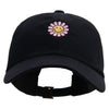 Groovy Flower Embroidered Dad Style Unstructured Low Profile 6 panel Cotton Cap - Black OSFM