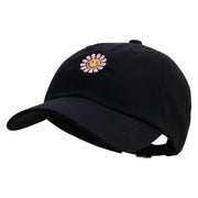 Groovy Flower Embroidered Dad Style Unstructured Low Profile 6 panel Cotton Cap - Black OSFM