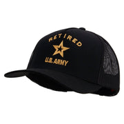 Licensed U.S. Army Retired Military Embroidered Twill 5 panel Mesh Back Cap - Black OSFM