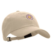 Groovy Flower Embroidered Dad Style Unstructured Low Profile 6 panel Cotton Cap - Khaki OSFM