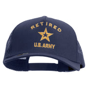 Licensed U.S. Army Retired Military Embroidered Twill 5 panel Mesh Back Cap - Navy OSFM